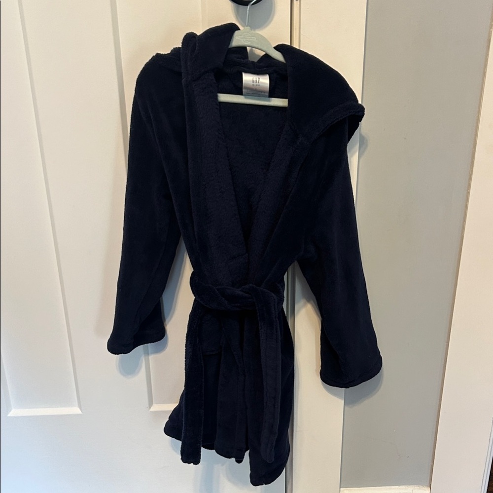 Kids Cozy Navy Hooded Robe
